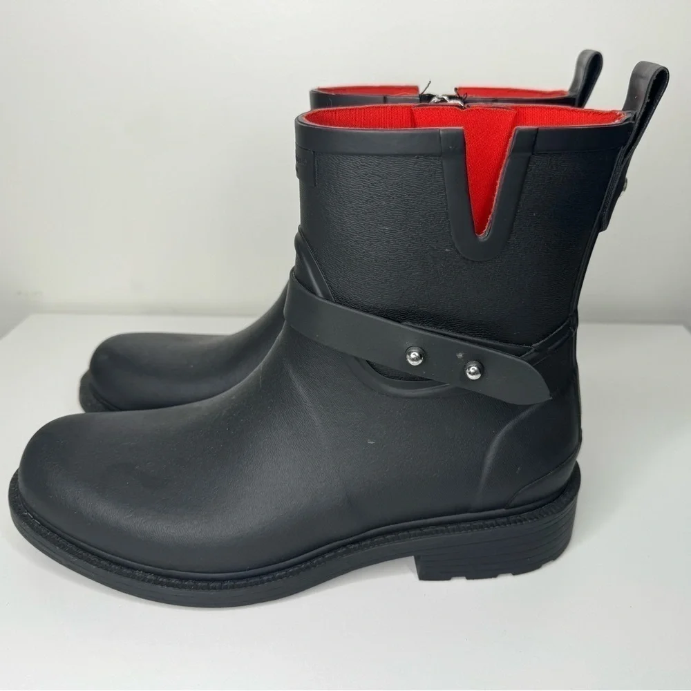 Rag & Bone Black Moto Rain Boots - Size 38
